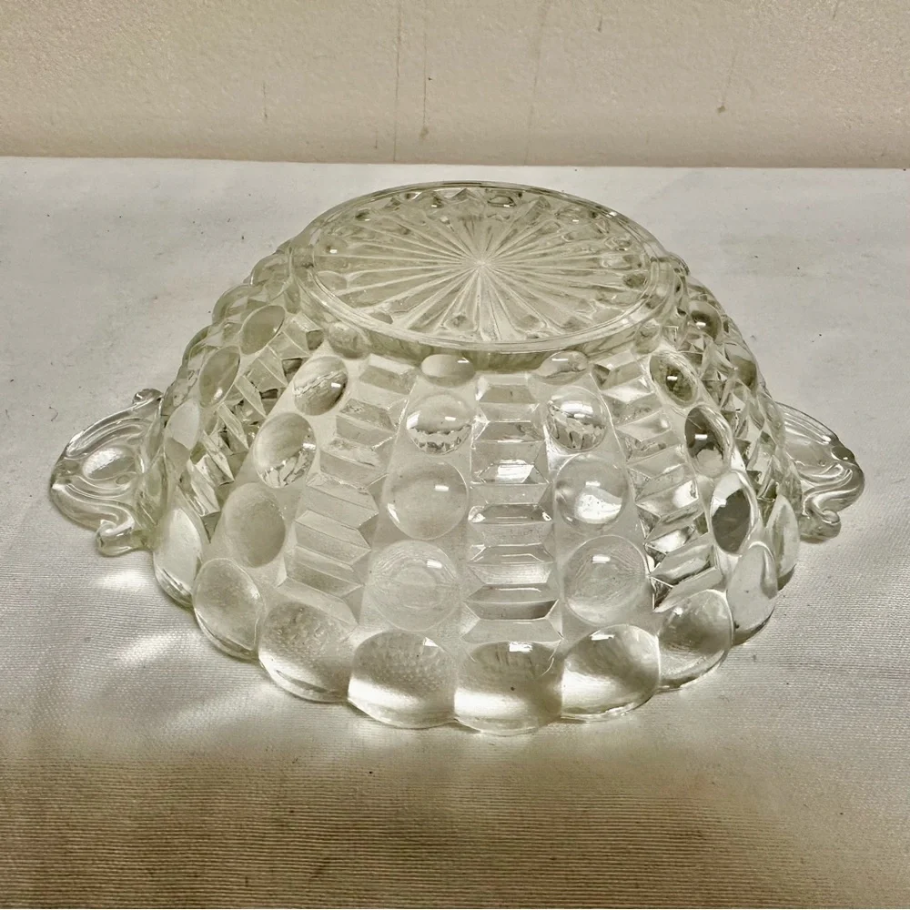 Art Deco Clear Pressed Glass Bubble Candy Bowl Nut Dish Depression Glass
